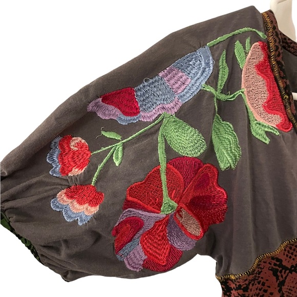 Desigual Empire Waist Multimedia Print Short Sleeve Top Medium - Picture 4 of 7